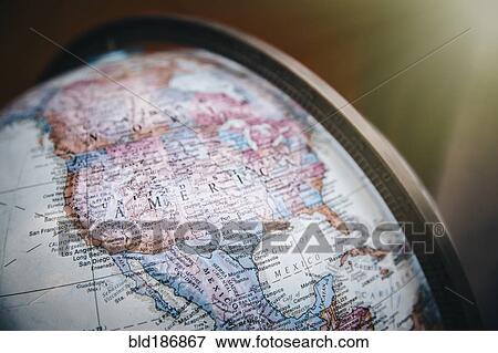 Stock Photo - Close up of America on globe. Fotosearch