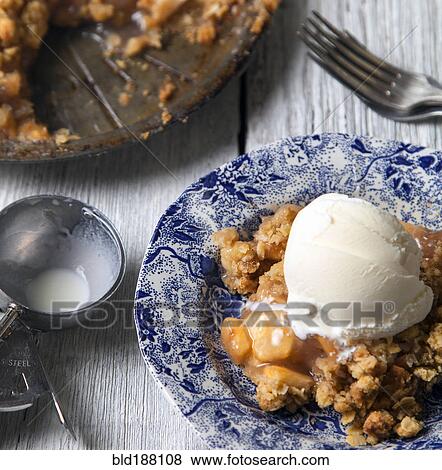 Close up of Dutch apple pie and ice cream View Large Photo Image Stock Photo - Close up of Dutch apple pie and ice cream. Fotosearch
