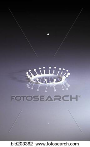 Stock Image - Close up of milk droplet splashing. Fotosearch