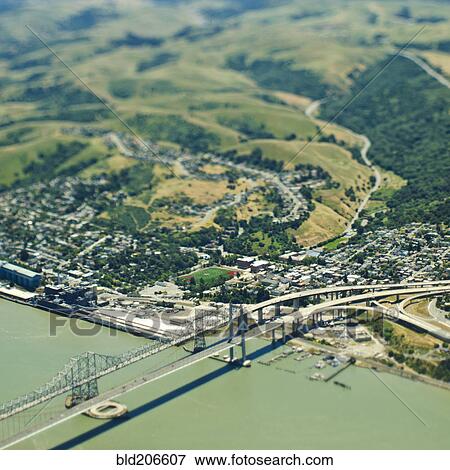 Coastal Community and Bridge View Large Photo Image Stock Photo - Coastal Community and Bridge. Fotosearch