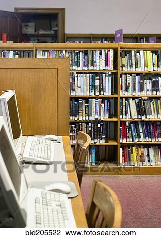 Computer Workstations in Library View Large Photo Image Stock Image - Computer Workstations in Library. Fotosearch