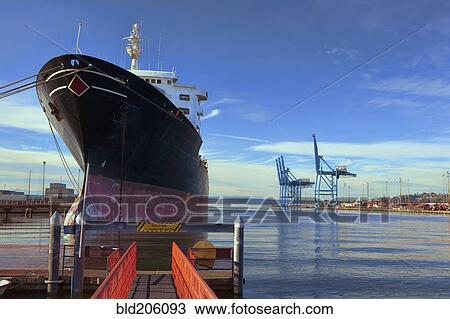 Container ship moored at commercial dock View Large Photo Image Stock Image - Container ship moored at commercial dock. Fotosearch