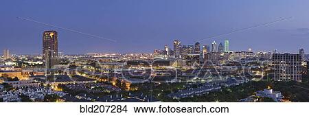 Dallas Neighborhood in the Evening View Large Photo Image Picture - Dallas Neighborhood in the Evening. Fotosearch