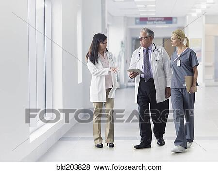 Doctors and nurse talking in hospital View Large Photo Image Stock Photo - Doctors and nurse talking in hospital. Fotosearch