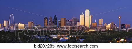 Stock Photography - Downtown Dallas Skyline at Dusk. Fotosearch