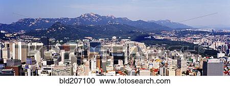 Stock Image - Downtown Seoul Skyline. Fotosearch