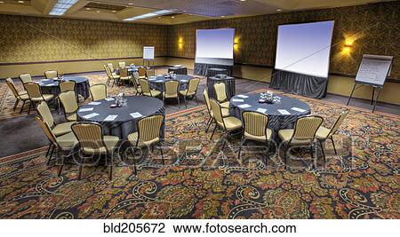 Empty banquet room with projection screens View Large Photo Image Stock Image - Empty banquet room with projection screens. Fotosearch