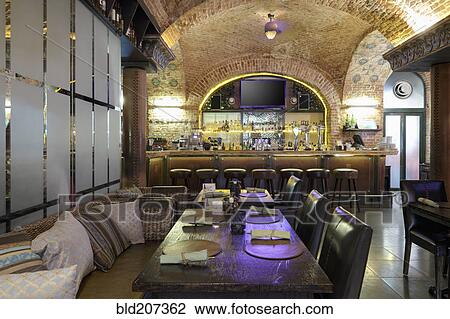 Stock Image - Empty bar and restaurant. Fotosearch
