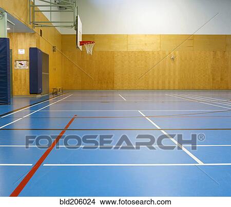 Empty indoor basketball court View Large Photo Image Picture - Empty indoor basketball court. Fotosearch
