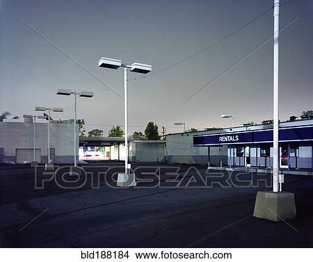 Picture - Empty parking lot at car rental. Fotosearch