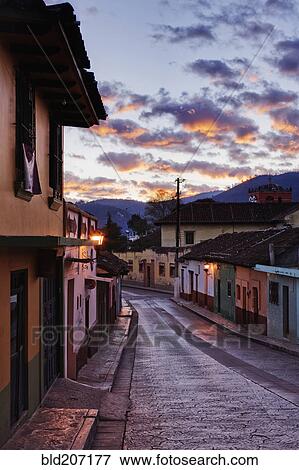 Stock Photo - Empty Town Street at Dawn. Fotosearch