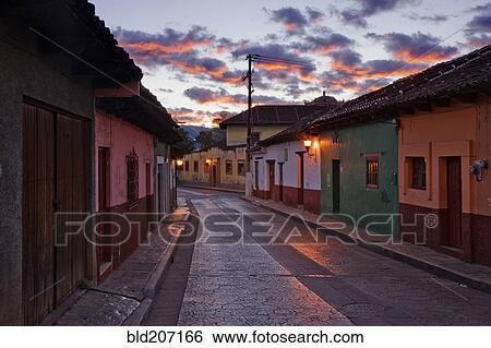Stock Photograph - Empty Town Street at Dawn. Fotosearch