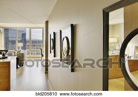 Framed Mirrors on Wall of Upscale Home Interior View Large Photo Image Stock Image - Framed Mirrors on Wall of Upscale Home Interior. Fotosearch