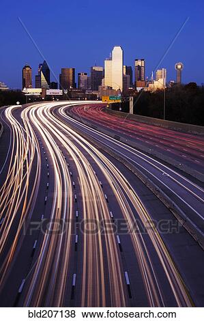 Freeway Traffic at Dusk on I-30 View Large Photo Image Stock Photo - Freeway Traffic at Dusk on I-30. Fotosearch