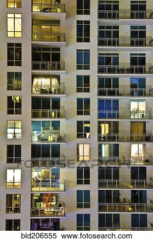 Stock Photography - High Rise Condominiums at Night. Fotosearch