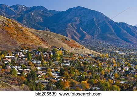 Hillside Suburban Homes View Large Photo Image Stock Photo - Hillside Suburban Homes. Fotosearch