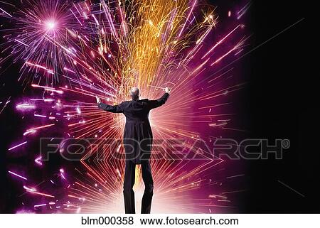 Hispanic musical conductor in front of fireworks View Large Photo Image Stock Photo - Hispanic musical conductor in front of fireworks. Fotosearch