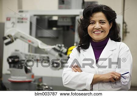Hispanic woman in robotics laboratory View Large Photo Image Stock Photo - Hispanic woman in robotics laboratory. Fotosearch
