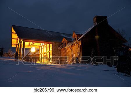 Illuminated cabin resort View Large Photo Image Stock Photograph - Illuminated cabin resort. Fotosearch