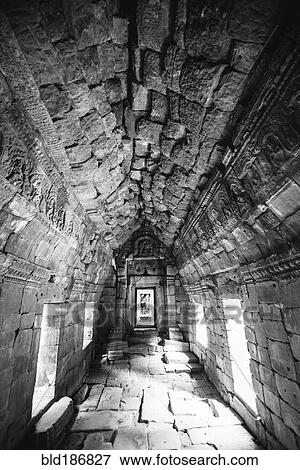 Stock Photo - Interior of ancient temple at Angkor Wat, Siem Reap, Cambodia. Fotosearch