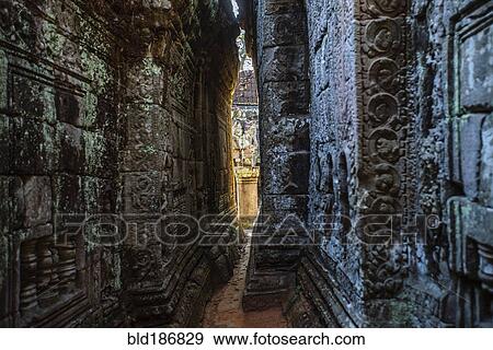Stock Photo - Interior of ancient temple at Angkor Wat, Siem Reap, Cambodia. Fotosearch