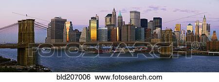Lower Manhattan Skyline and Brooklyn Bridge at Dawn View Large Photo Image Stock Photograph - Lower Manhattan Skyline and Brooklyn Bridge at Dawn. Fotosearch