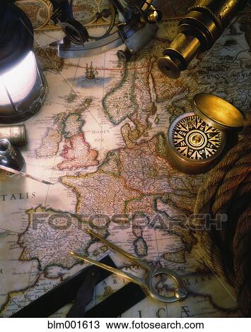 Map of globe with nautical navigation devices View Large Photo Image Stock Image - Map of globe with nautical navigation devices. Fotosearch