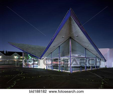 Modern building illuminated at night View Large Photo Image Stock Image - Modern building illuminated at night. Fotosearch