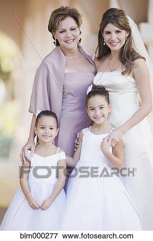 Multi-ethnic bride with mother and flower girls View Large Photo Image Stock Photo - Multi-ethnic bride with mother and flower girls. Fotosearch