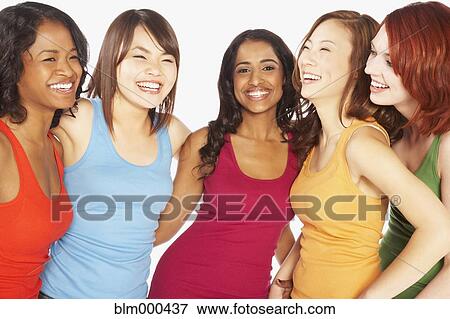 Stock Photo - Multi-ethnic women hugging. Fotosearch