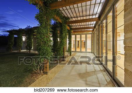 Stock Photo - Outdoor Walkway on a Modern Home. Fotosearch