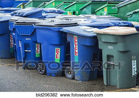 Stock Image - Plastic Garbage Bins. Fotosearch