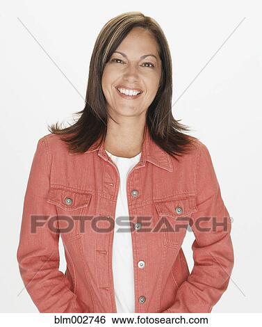 Stock Photograph - Portrait of Hispanic woman smiling. Fotosearch
