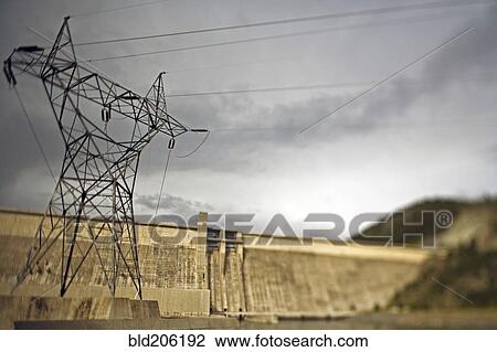 Power Lines and Dam View Large Photo Image Stock Image - Power Lines and Dam. Fotosearch