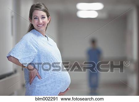 Stock Image - Pregnant woman in hospital. Fotosearch