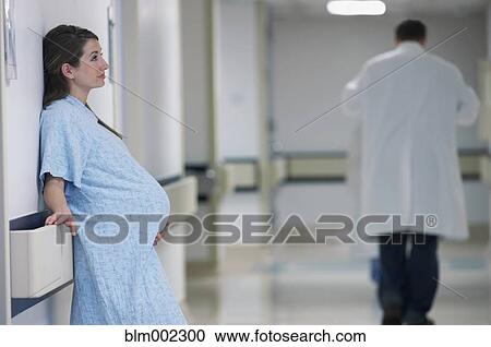 Stock Image - Pregnant woman in hospital. Fotosearch