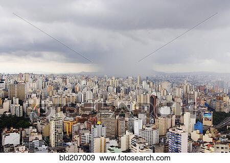 Stock Photo - Rain Shower Approaching Downtown Sao Paulo. Fotosearch