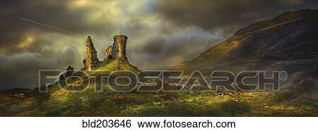Stock Photograph - Rock formations in rural landscape, Kyleakin, Isle of Skye, Scotland. Fotosearch