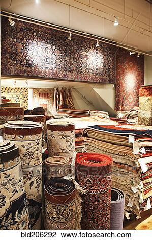 Rugs on display in shop View Large Photo Image Stock Image - Rugs on display in shop. Fotosearch