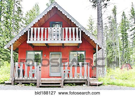 Stock Photo - Rustic cabin in rural forest. Fotosearch