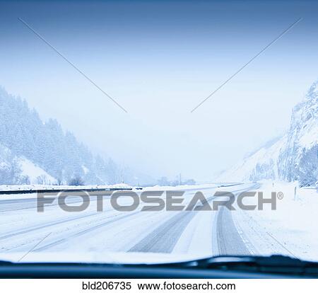 Snow-Covered Road View Large Photo Image Stock Photography - Snow-Covered Road. Fotosearch