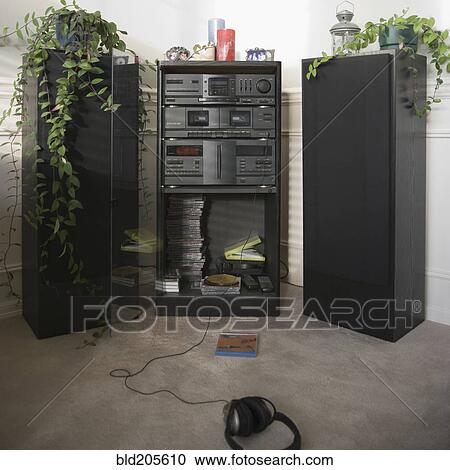 Stock Image - Stereo Equipment in a Living Room. Fotosearch