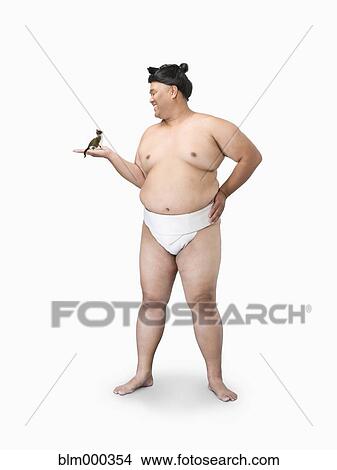 Sumo wrestler holding tiny kitten View Large Photo Image Picture - Sumo wrestler holding tiny kitten. Fotosearch