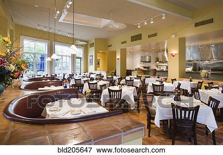 Tables and booths in empty restaurant View Large Photo Image Stock Photo - Tables and booths in empty restaurant. Fotosearch