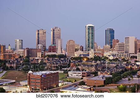 Tall Buildings in Fort Worth at Dusk View Large Photo Image Stock Photograph - Tall Buildings in Fort Worth at Dusk. Fotosearch
