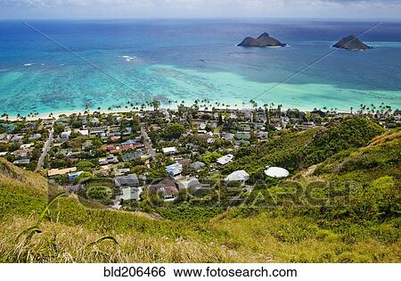 Town of Kailua with Mokulua Islands View Large Photo Image Stock Photograph - Town of Kailua with Mokulua Islands. Fotosearch