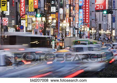 Stock Photo - Traffic in Shinjuku. Fotosearch