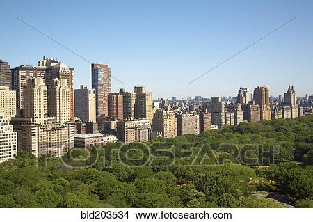 Picture - Urban park and skyscrapers, New York, New York, United States. Fotosearch