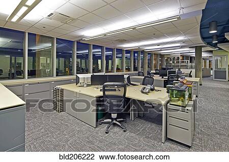 Stock Image - Vacant office at night. Fotosearch