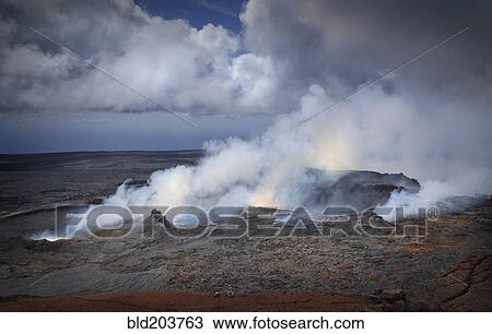 Stock Image - Volcano letting off steam, Kilauea, Hawaii, United States. Fotosearch